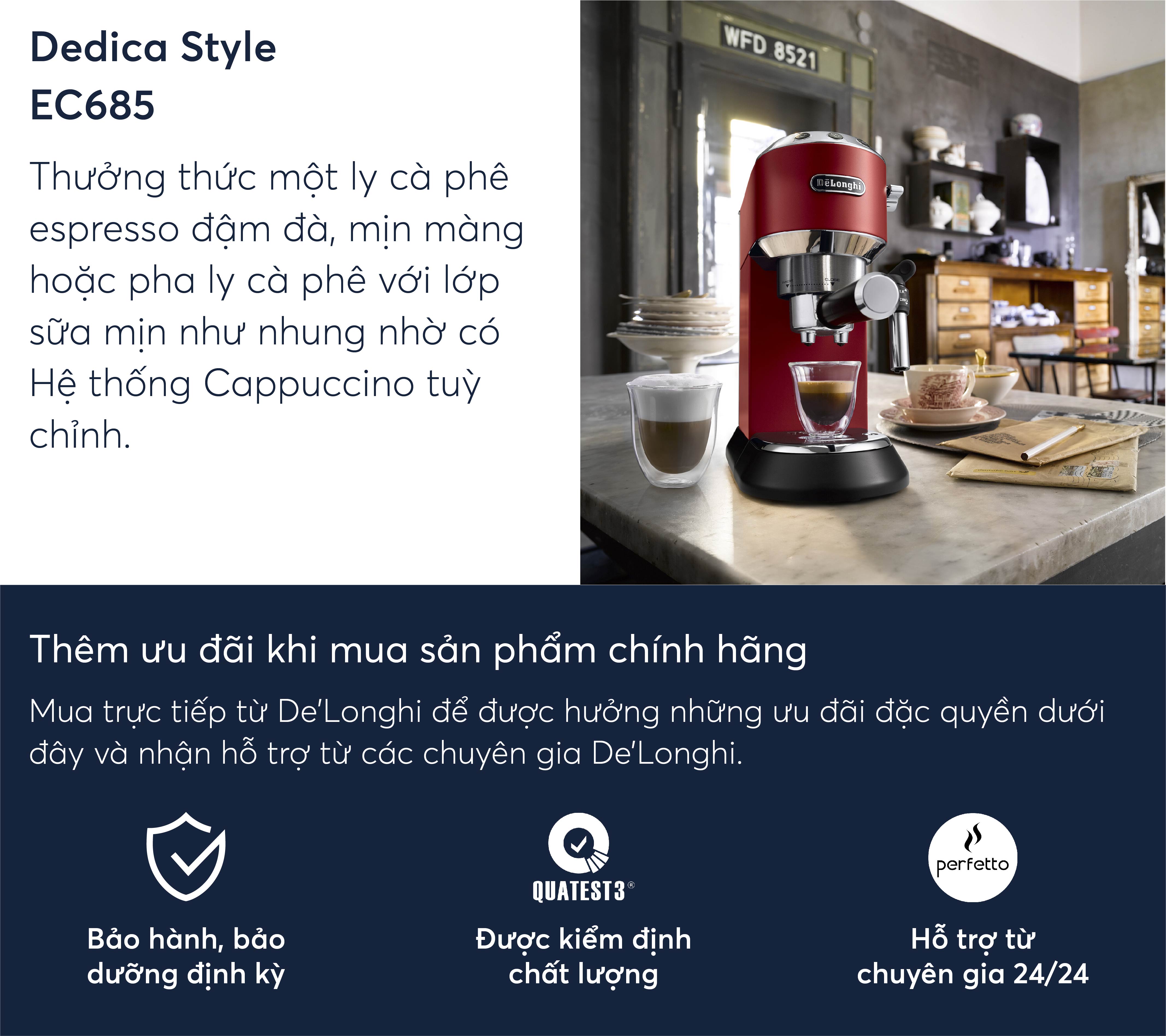 Máy pha cà phê espresso DeLonghi Dedica Style EC685 (M/ R/ BK) | Shopee ...