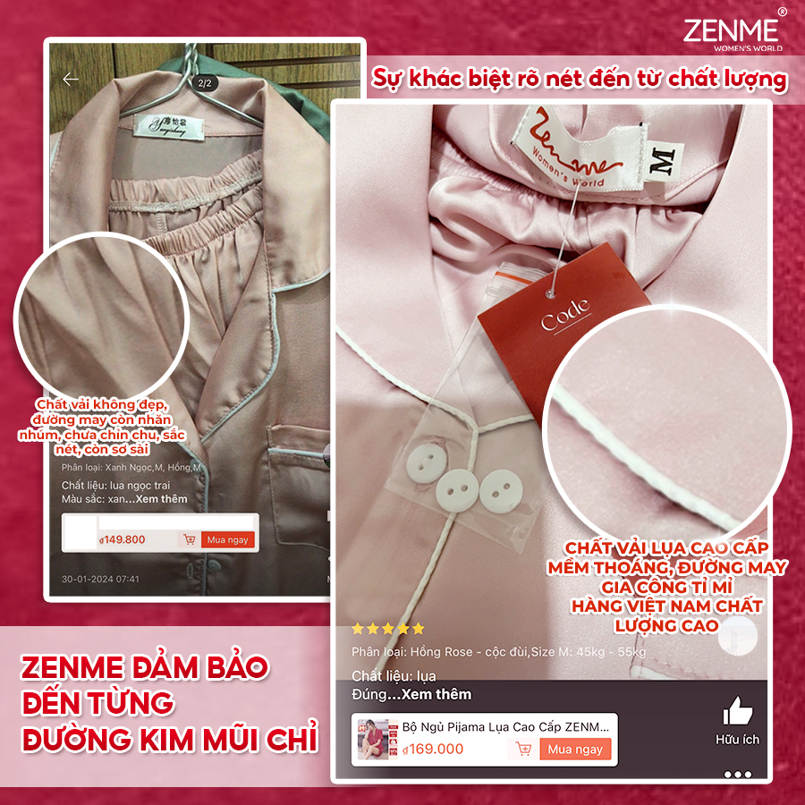 Mô tả Bộ đồ ngủ nữ Pijama lụa cộc đùi ZENME PJC0223 chất liệu cao cấp mặc nhà mát mẻ - 5