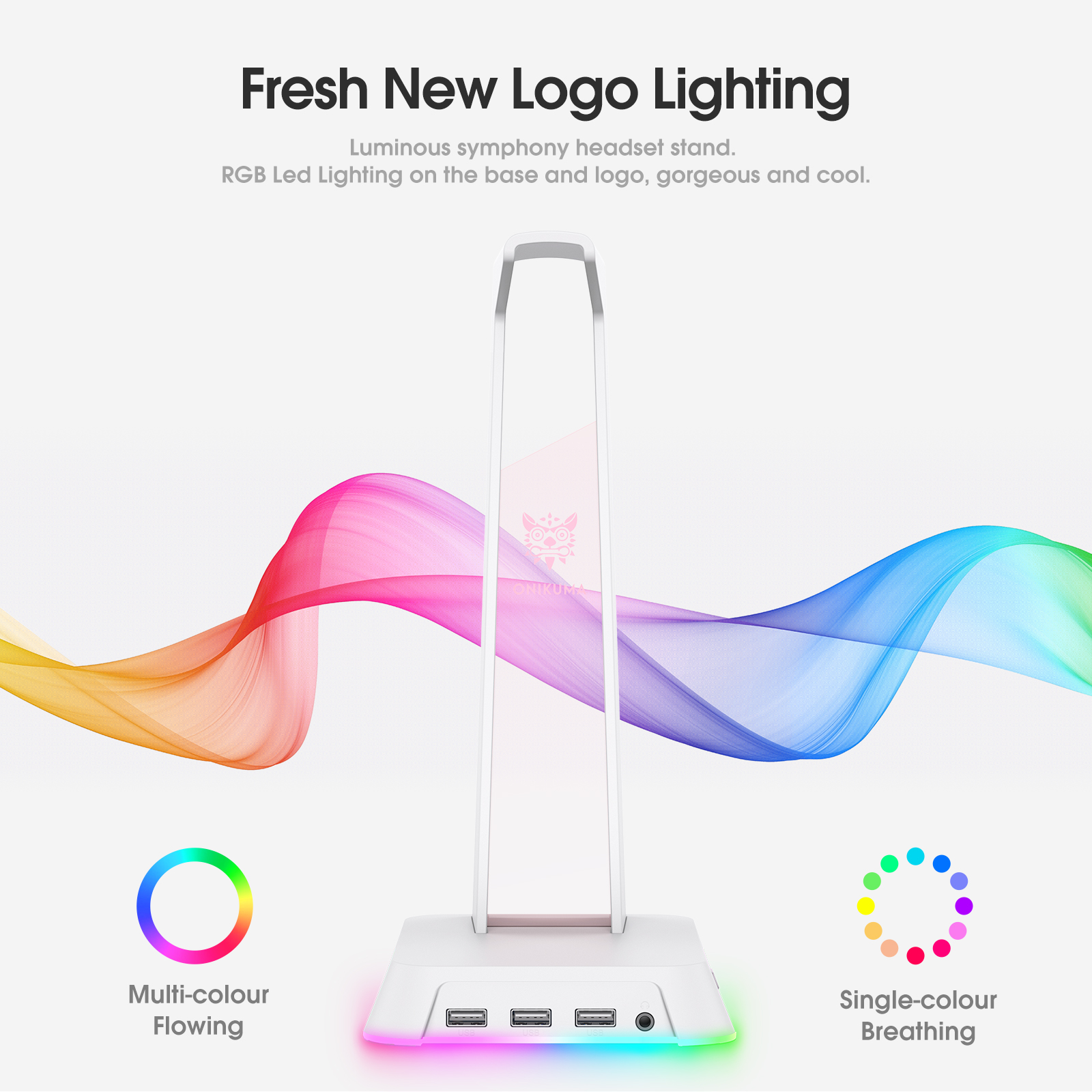 Mô tả Onikuma ST-2 Giá Đỡ Tai Nghe / Chân Đế - Đèn Rgb Tích Hợp 3 Cổng Usb + Jack 3.5mm - Hỗ Trợ Sạc Pin - 2