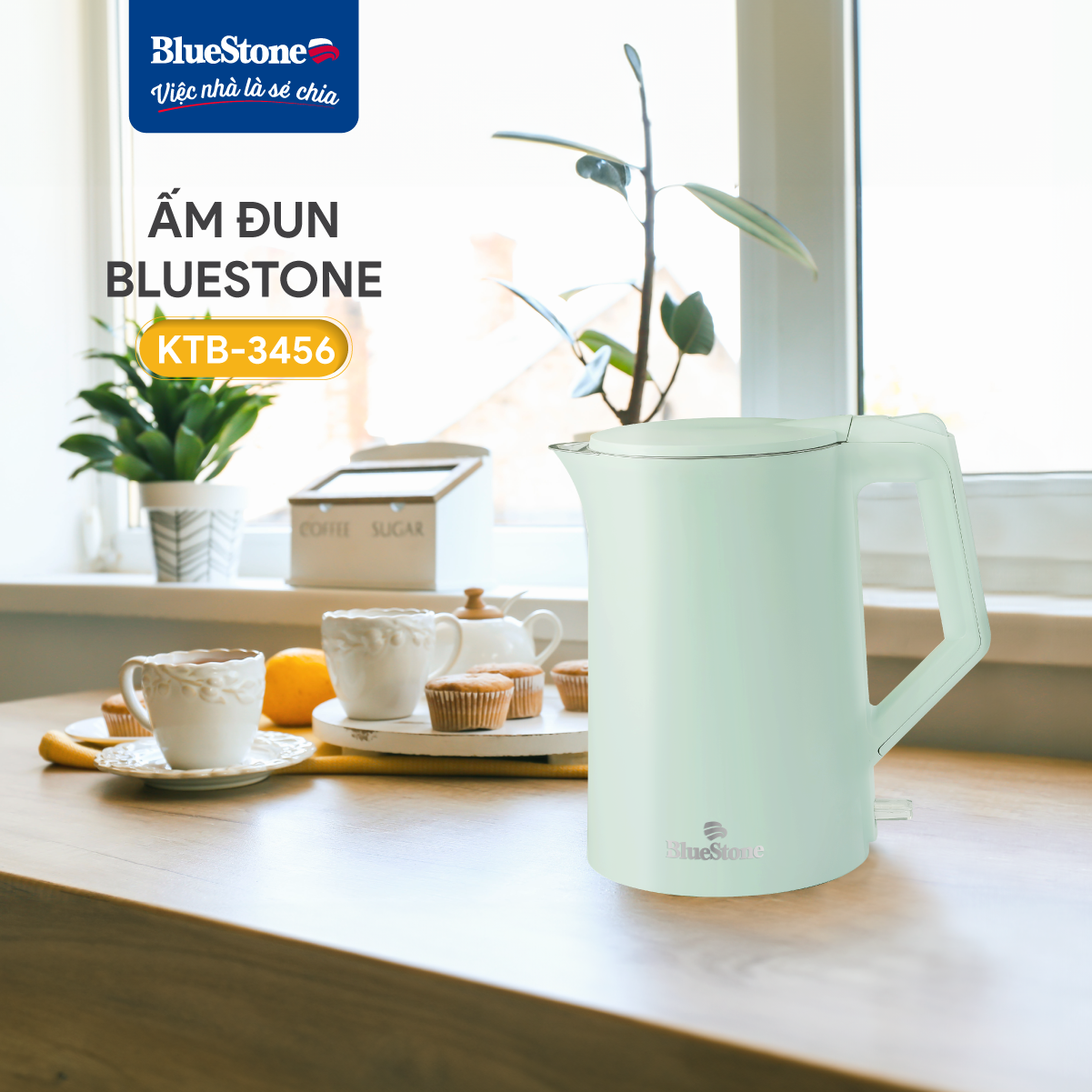 Mô tả Ấm Đun Nước 2 Lớp BlueStone KTB-3456 - 1,7L - 1800W - 7