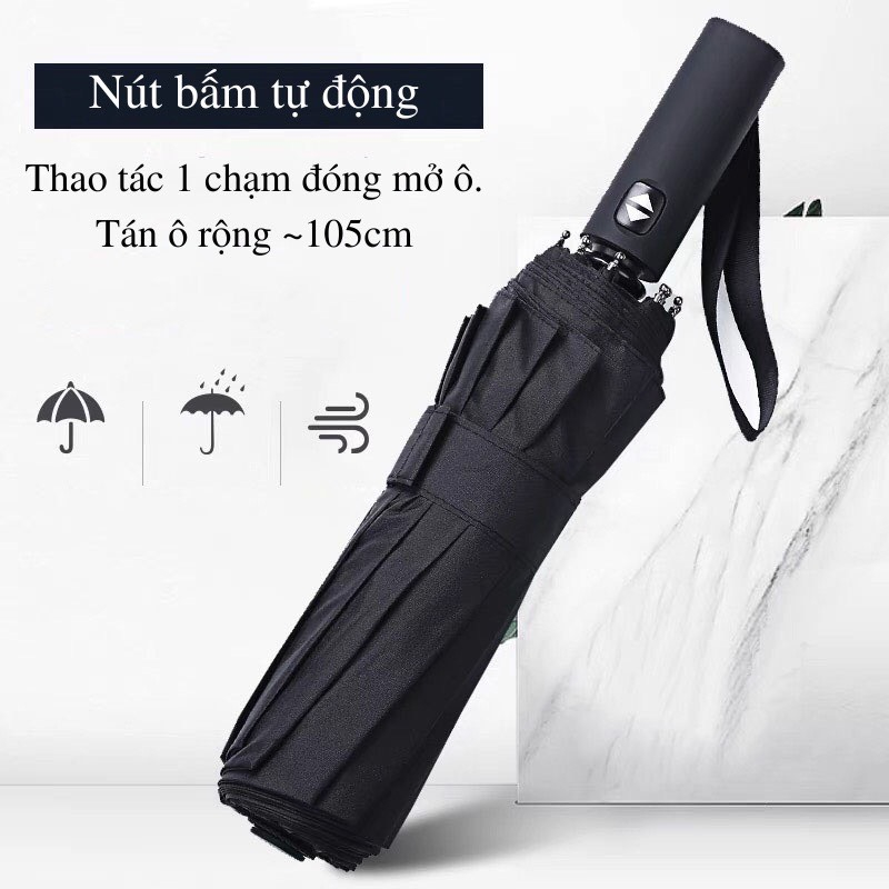Mô tả Dù 24 Nan Huy Tưởng Chất Liệu Polyester Chống Thấm, Đường Kính 104cm, Gấp Gọn 40cm - 1