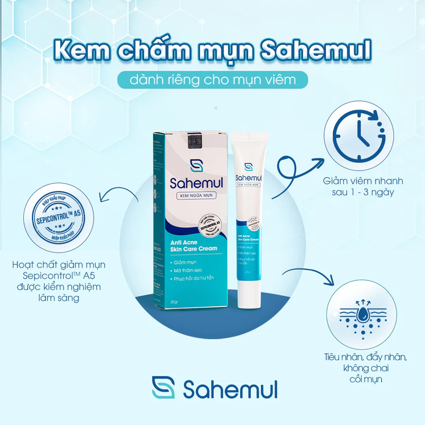 Kem chấm mụn Sahemul giảm mụn viêm