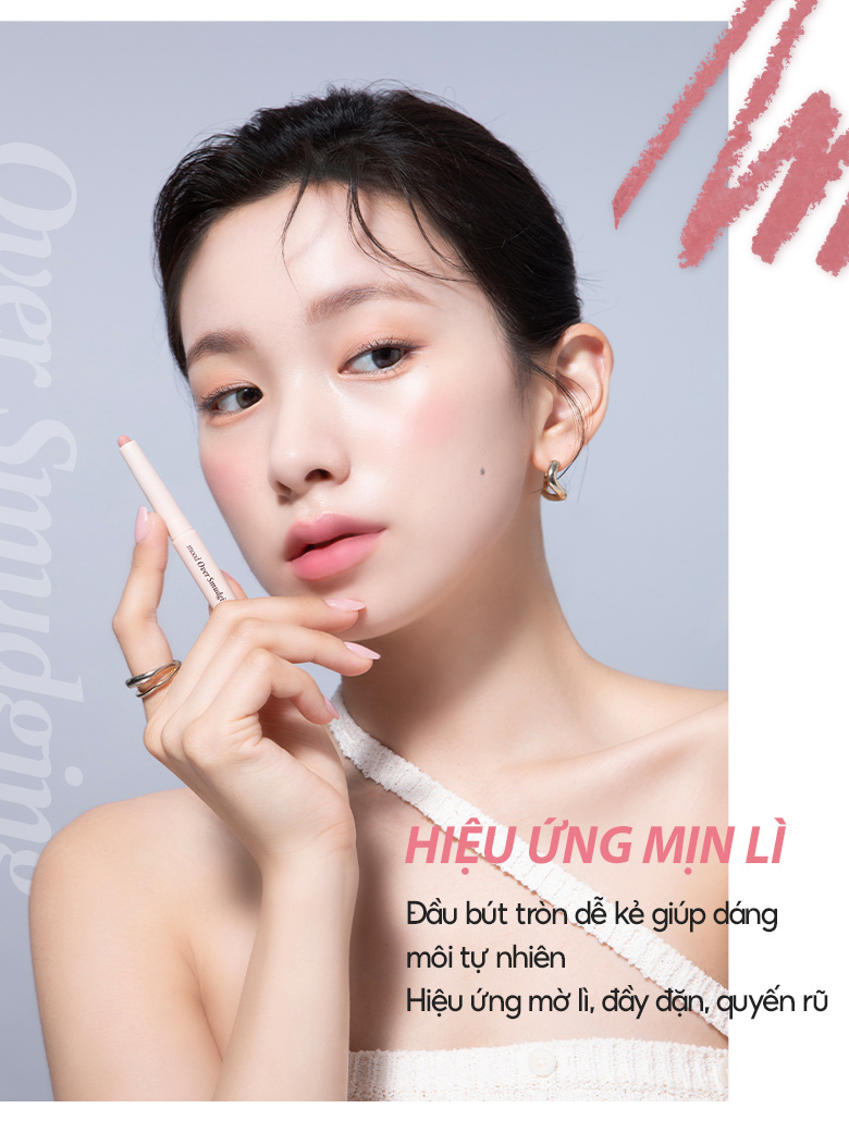 Mô tả Chì Kẻ Viền Môi Merzy Mood Over Smudging Lip Pencil 0.9g - 10