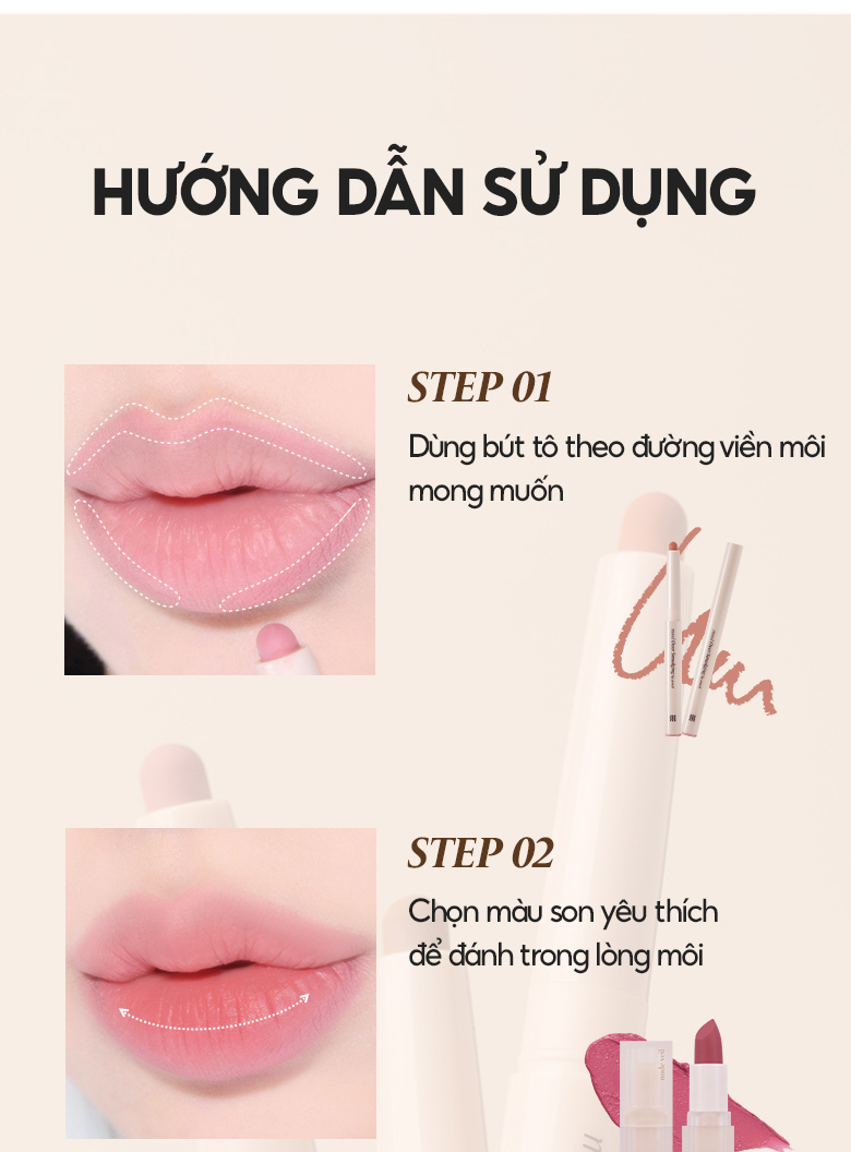 Mô tả Chì Kẻ Viền Môi Merzy Mood Over Smudging Lip Pencil 0.9g - 11