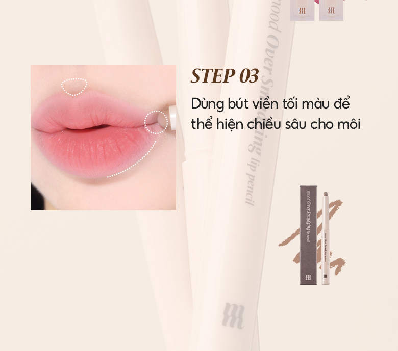 Mô tả Chì Kẻ Viền Môi Merzy Mood Over Smudging Lip Pencil 0.9g - 12