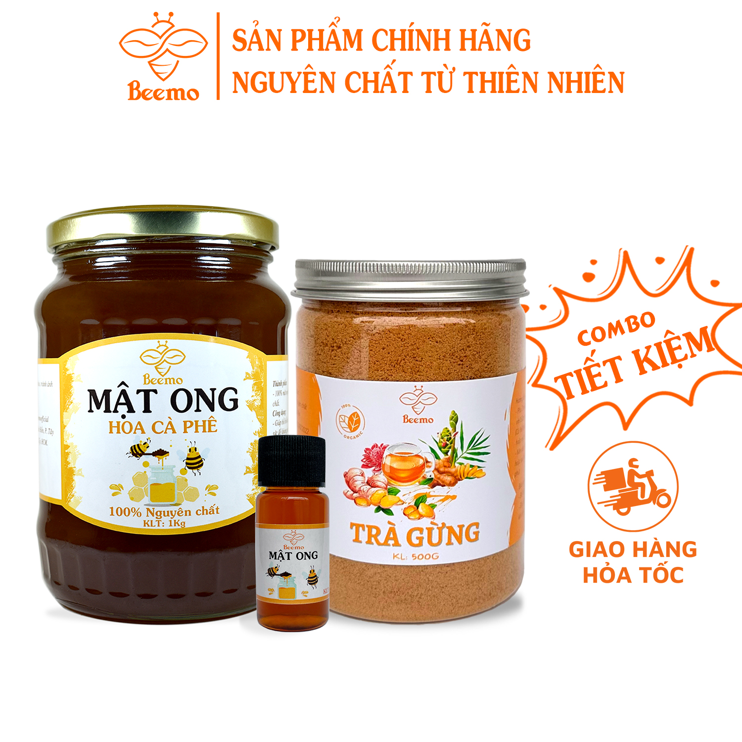 Mô tả Combo Mật ong hoa cà phê 1kg +Trà gừng 500g - Nguyên chất Beemo - 1
