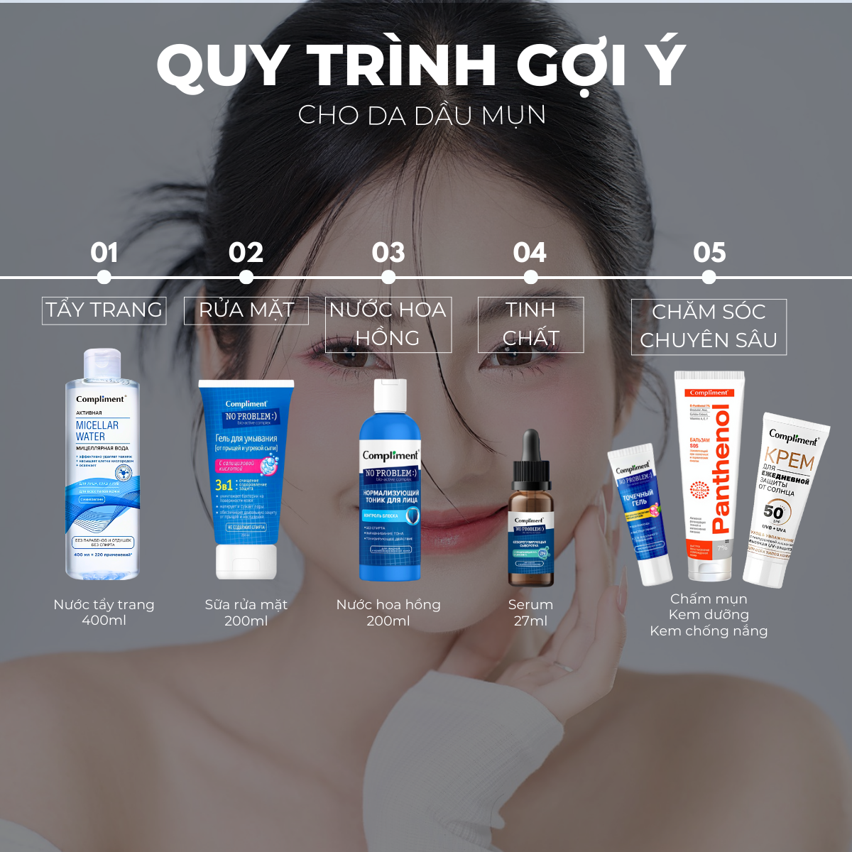 Mô tả Serum Compliment No problem AHA-BHA-PHA Giảm Mụn, Mờ Thâm, Se Lỗ Chân Lông Cho Da Dầu Mụn 27ml - 7