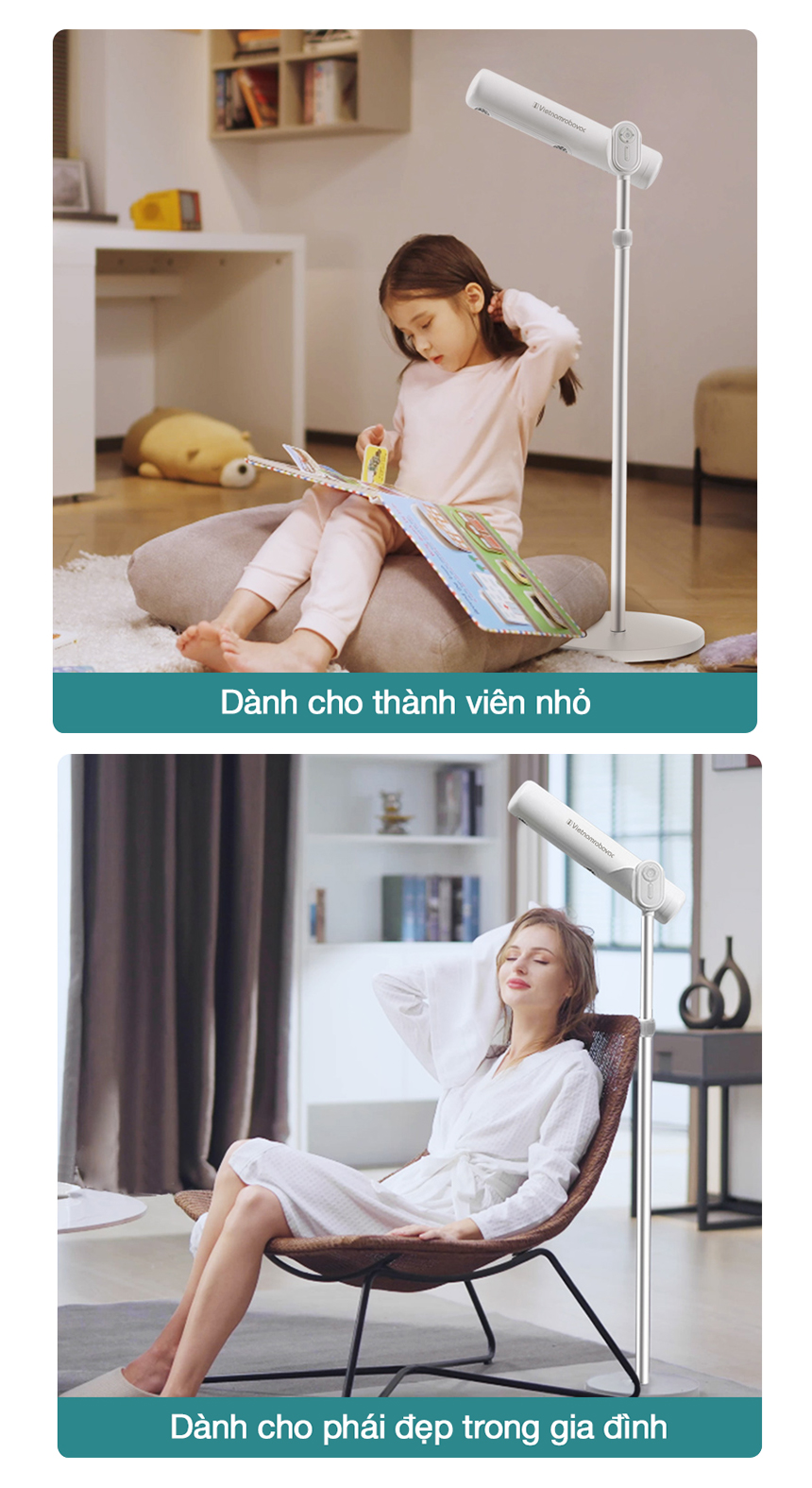 Mô tả Máy Sấy Tóc Tự Động Dạng Đứng Vietnamrobovac A1D - Chăm Sóc Tóc Mềm Mại Bằng Ion Âm - Điều Chỉnh Góc 180 Độ - 3