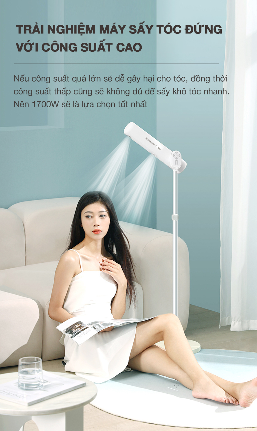 Mô tả Máy Sấy Tóc Tự Động Dạng Đứng Vietnamrobovac A1D - Chăm Sóc Tóc Mềm Mại Bằng Ion Âm - Điều Chỉnh Góc 180 Độ - 10