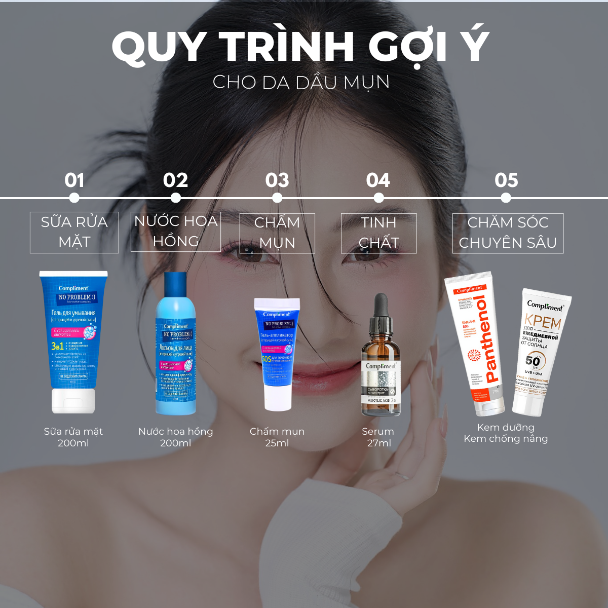 Mô tả Bộ Chăm Sóc Da Giảm Sưng Viêm Mụn, Tẩy Da Chết BHA Salicylic Compliment - 6