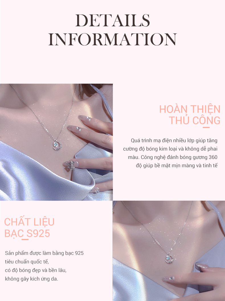Dây chuyền bạc nữ CDE Moonstone 10