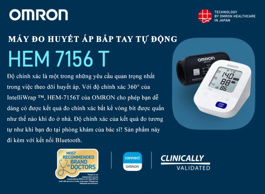Mô tả Máy Đo Huyết Áp Bắp Tay Omron HEM-7156T | Chức Năng Mới Phát Hiện Nhịp Tim Bất Thường - Bảo Hành Chính Hãng 5 Năm - 2