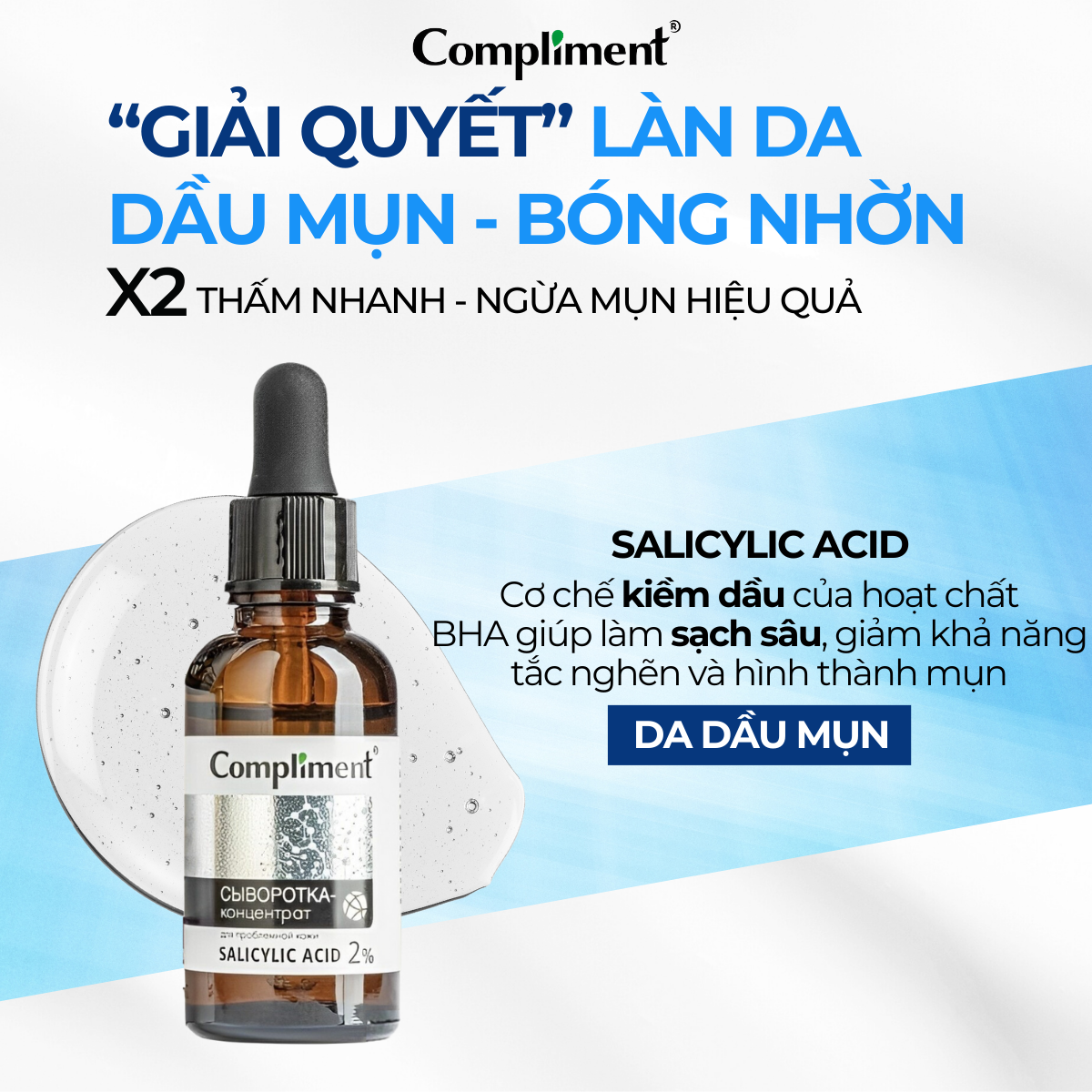 Mô tả Serum Dưỡng Da BHA Compliment Skin Salicylic Acid Se Khít Lỗ Chân Lông, Kiềm Dầu, Giảm Mụn 27ml - 1