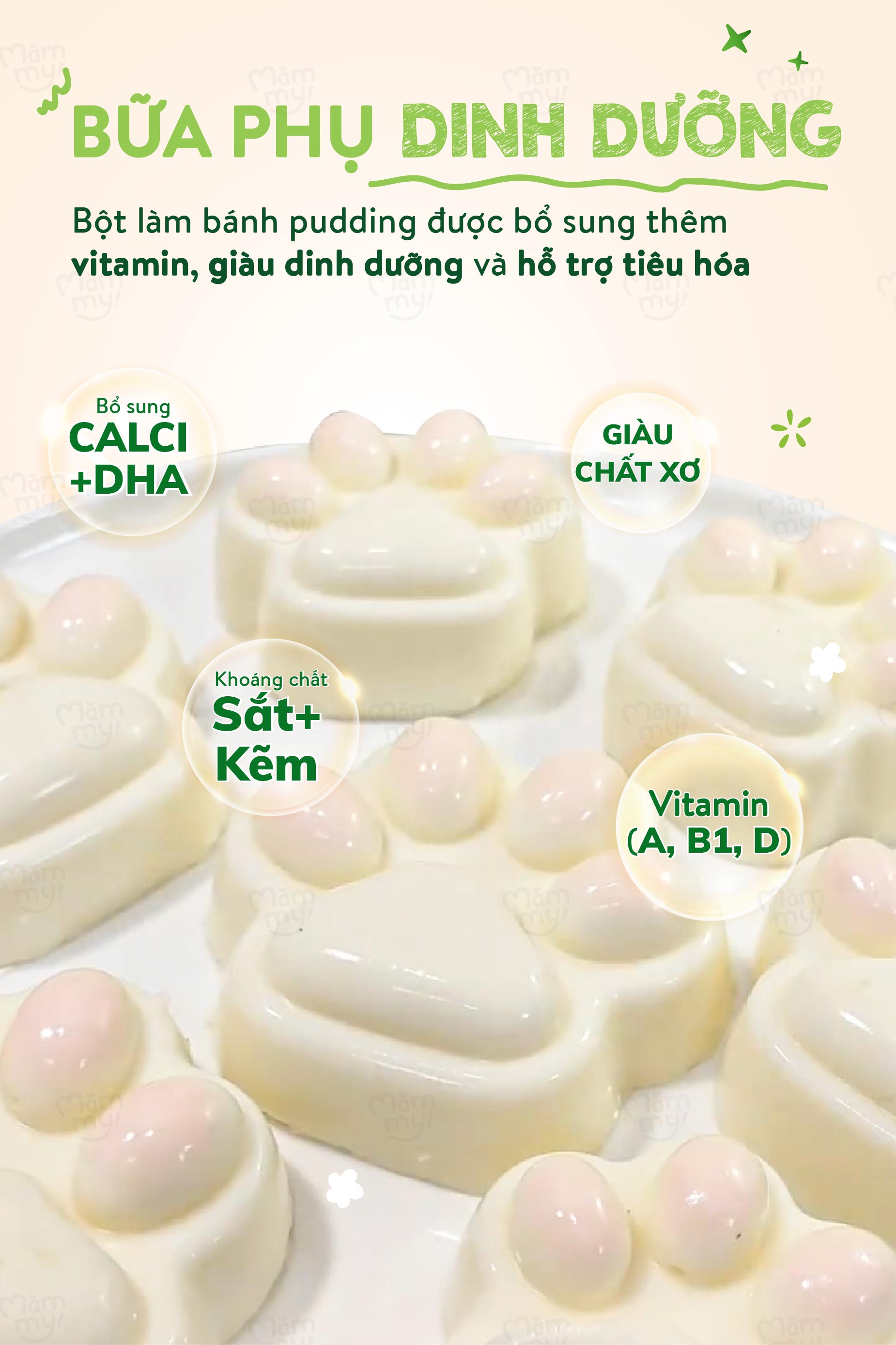 Mô tả Bột làm bánh trộn sẵn Mămmy làm bữa phụ cho bé 6 tháng: bánh Crepe, Pancake, PannaCotta, Pudding và Bột làm váng sữa - 7
