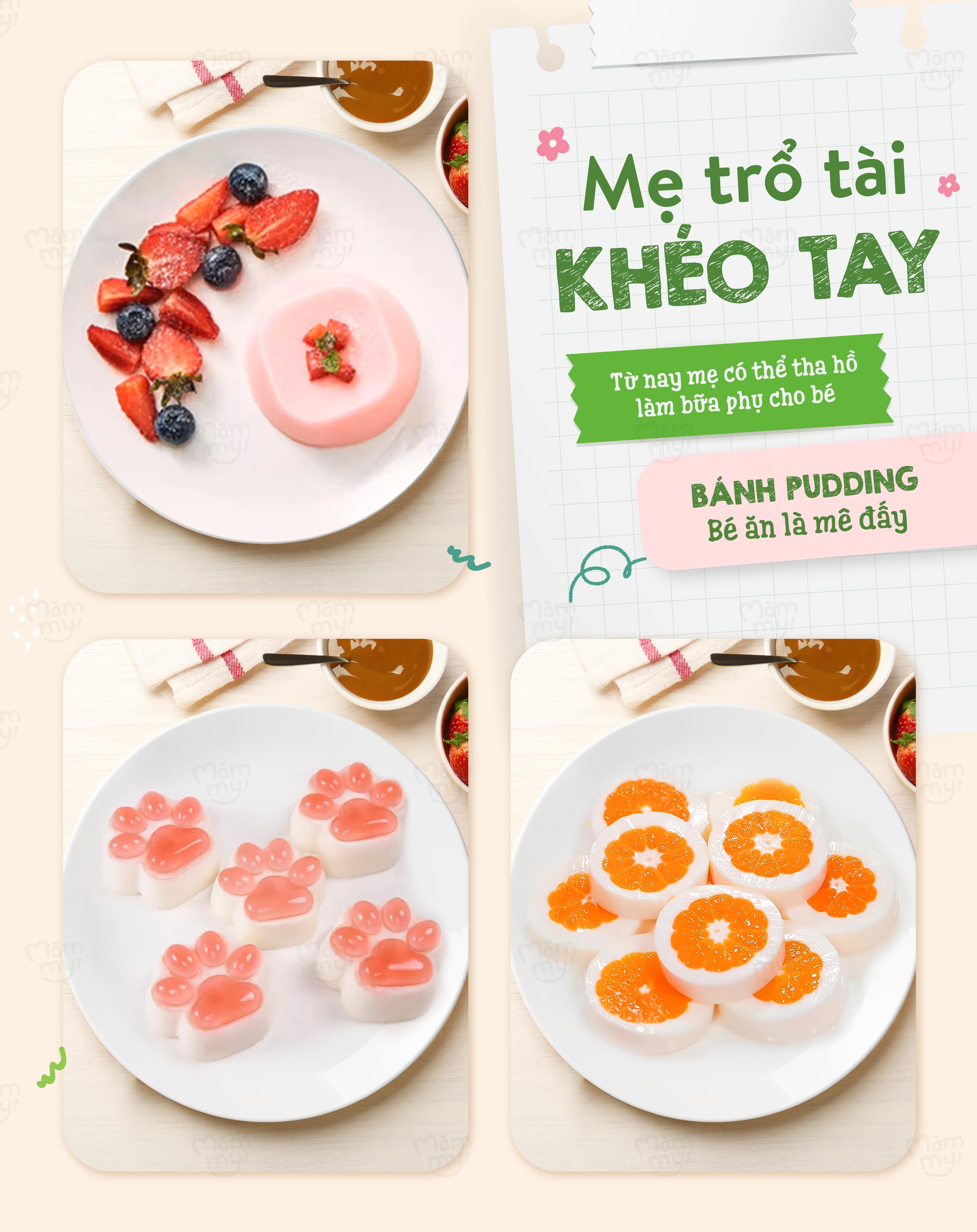 Mô tả Bột làm bánh trộn sẵn Mămmy làm bữa phụ cho bé 6 tháng: bánh Crepe, Pancake, PannaCotta, Pudding và Bột làm váng sữa - 8