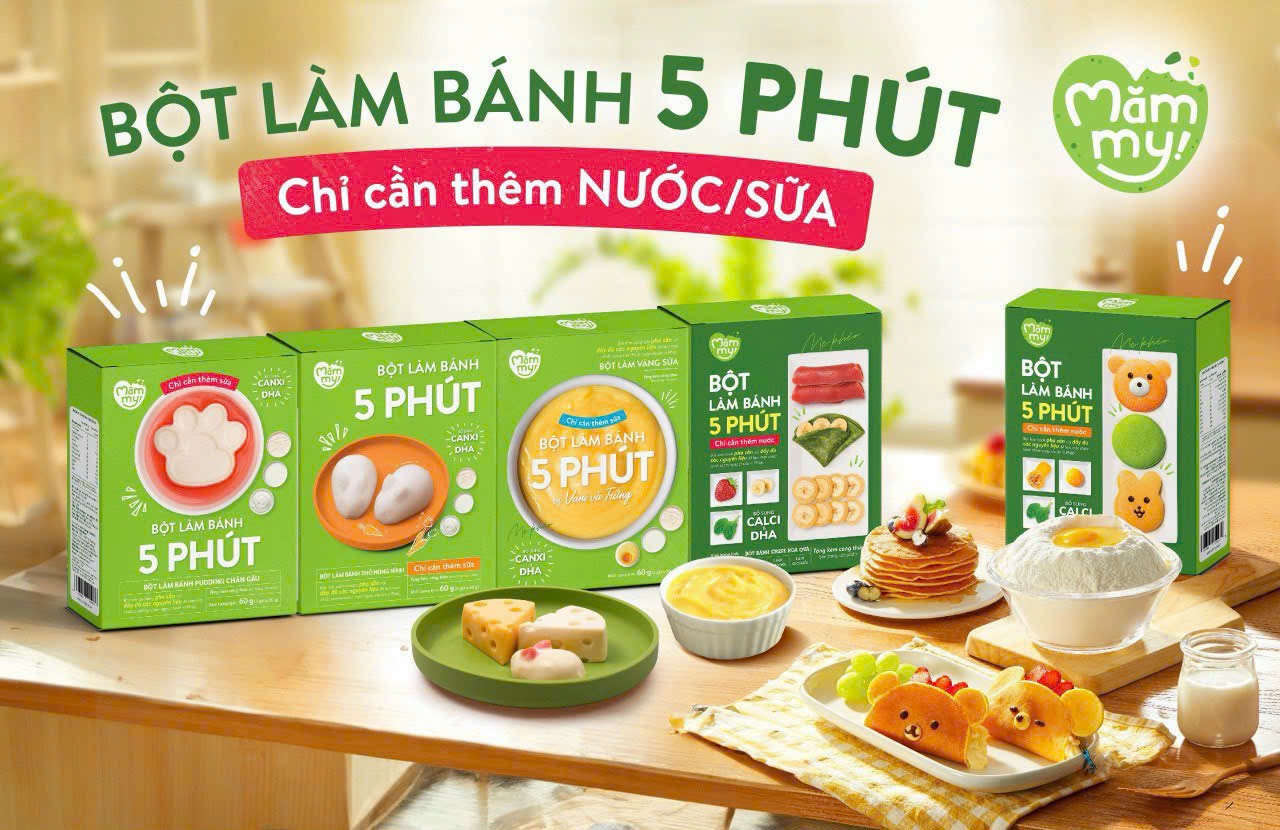 Mô tả Bột làm bánh trộn sẵn Mămmy làm bữa phụ cho bé 6 tháng: bánh Crepe, Pancake, PannaCotta, Pudding và Bột làm váng sữa - 1