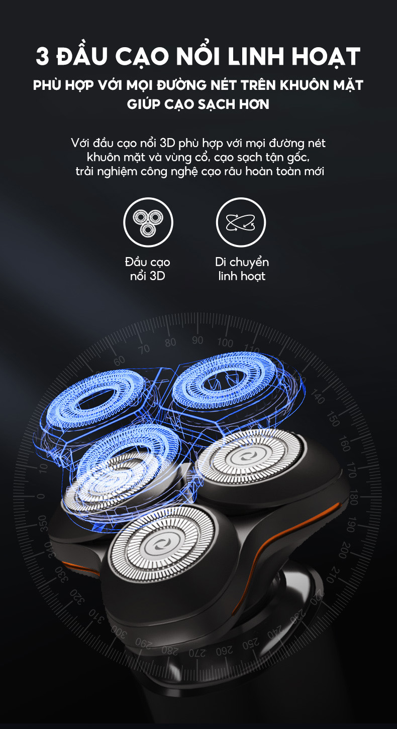 Mô tả Máy cạo râu Enchen X8S-C đa năng 5 in 1, đầu nổi 3D lưỡi dao kép mỏng, chống nước IPX7 - BH 6 tháng - 5
