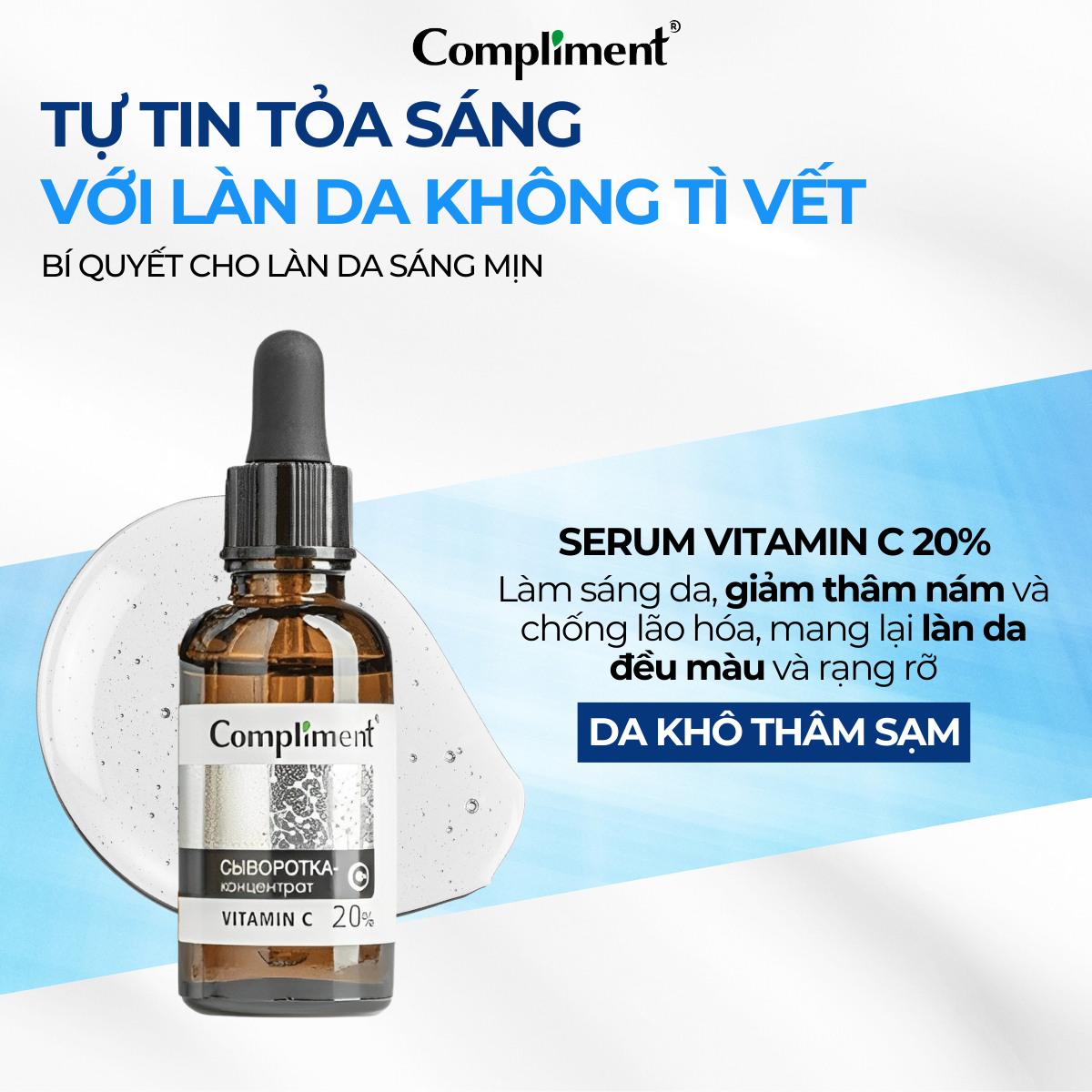 Mô tả Serum Dưỡng Da Compliment Vitamin C Cấp Ẩm Và Phục Hồi Da, Dưỡng Da Trắng Sáng, Mờ Thâm 27ml - 1