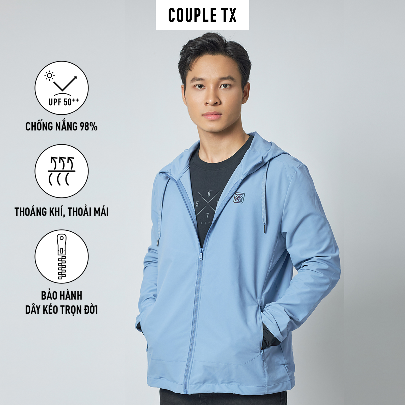 Mô tả Áo Khoác Dù UV Nam Chống Nắng Pro Windbreaker MOK 1058 - 3