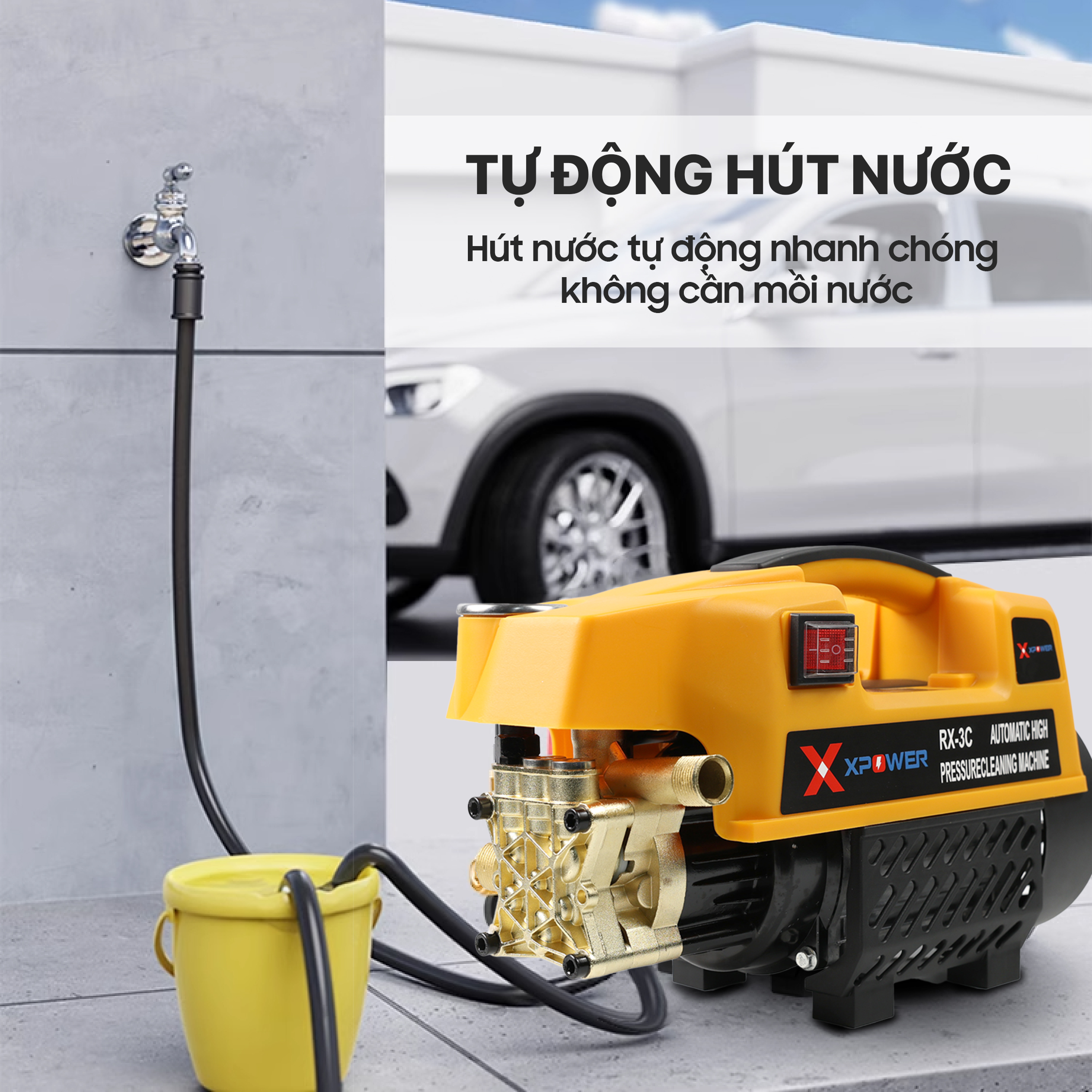 Máy xịt Rửa Xe XPOWER RX-3C Áp Lực Cao,Máy xịt rửa gia đình, tặng bình ...