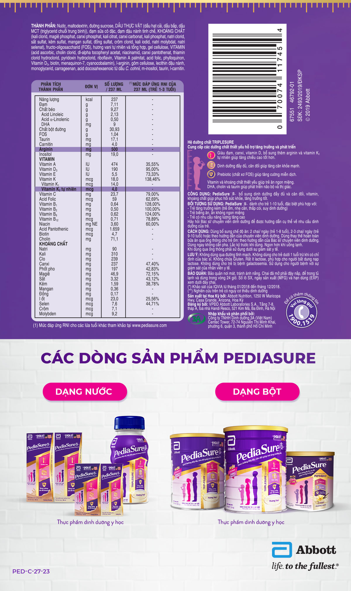 Mô tả Thùng 48 Hộp Sữa nước Pediasure Vani 110ml/hộp - 3