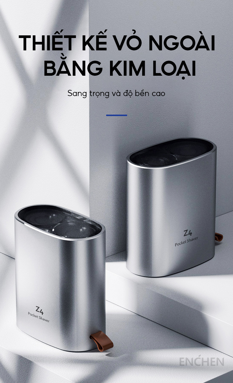 Mô tả Máy cạo râu Enchen Z4 đầu cạo 2D ẩn, thân nhôm chống nước IPX7, 18 lưỡi dao kép tự mài - BH 6 tháng - 7