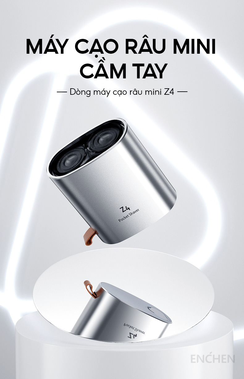 Mô tả Máy cạo râu Enchen Z4 đầu cạo 2D ẩn, thân nhôm chống nước IPX7, 18 lưỡi dao kép tự mài - BH 6 tháng - 2