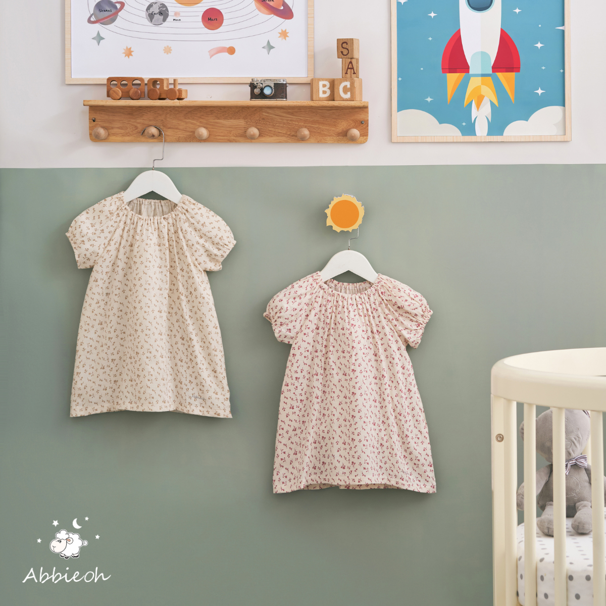 Mô tả Váy sát nách bé gái ABBIEOH cotton tay bèo họa tiết vintage cho bé 0-3 tuổi VL787 VL606 VL609 VL634 VL755 - 3