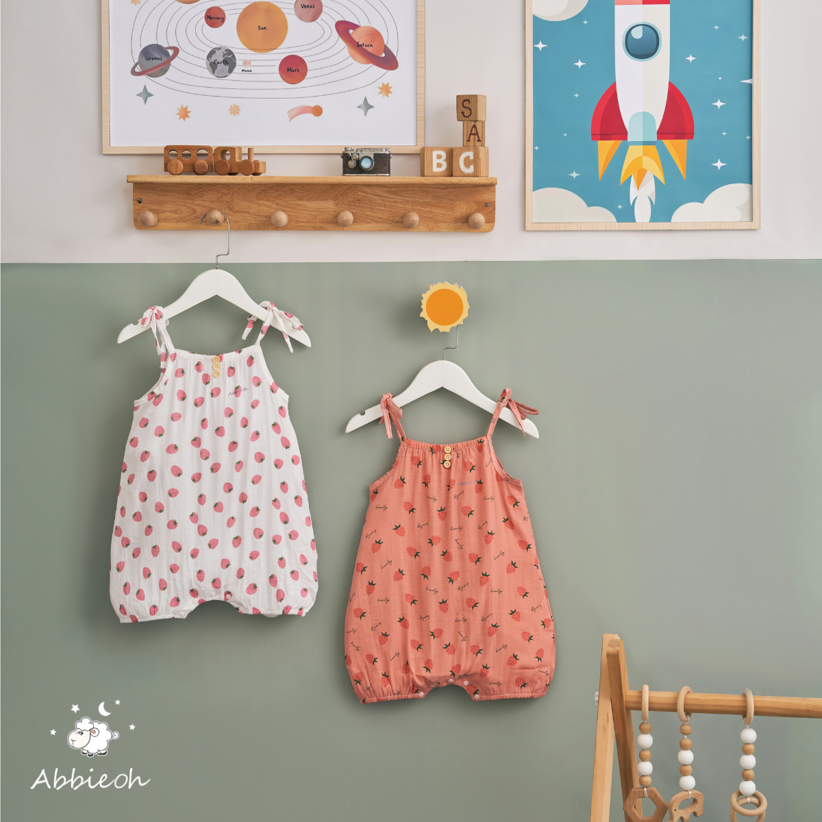 Mô tả Bộ bodysuit hai dây ABBIEOH vai nơ baby đũi lạnh cho bé gái sơ sinh 0-24 Tháng BD423 BD613 BD757 - 2
