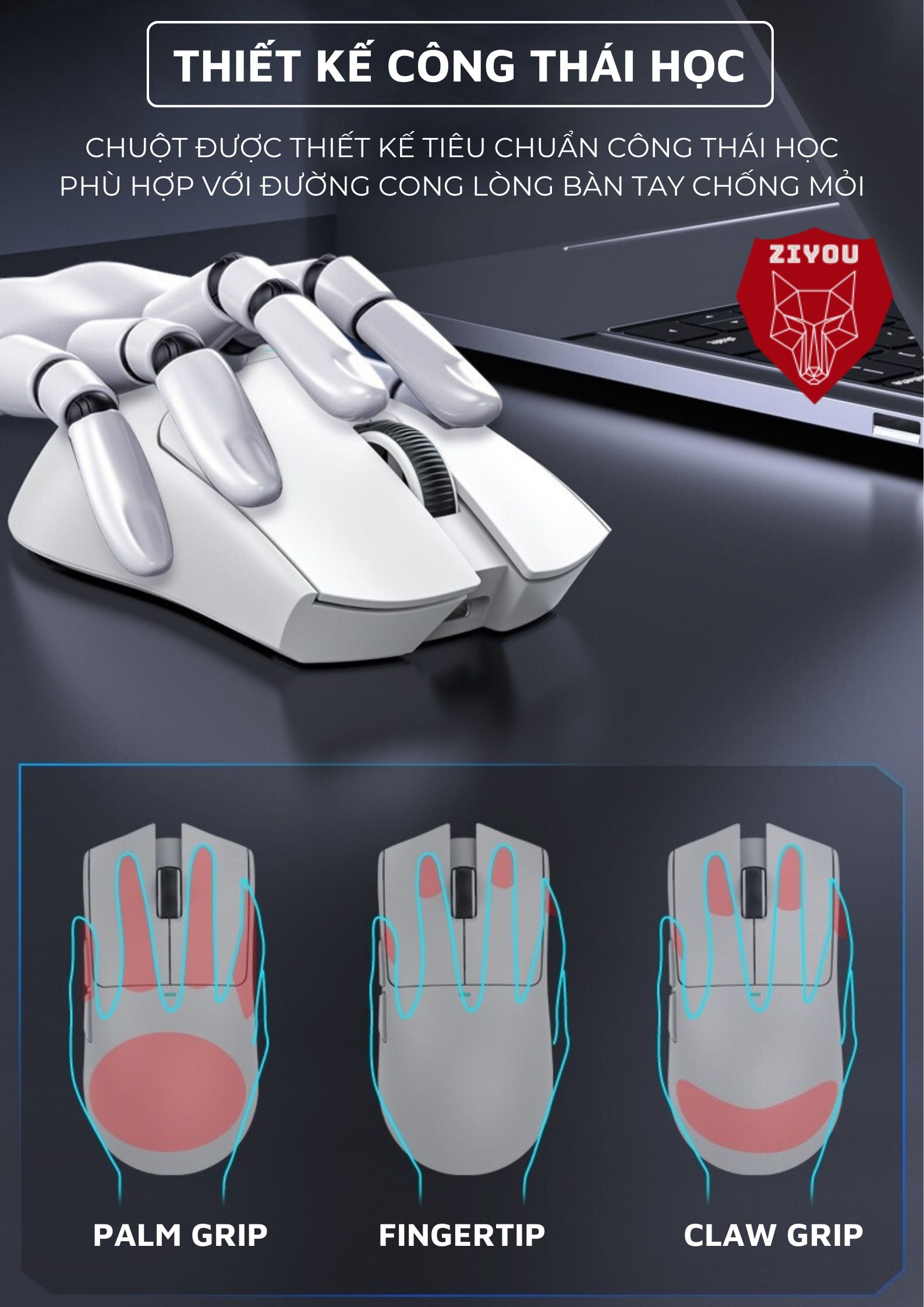 Mô tả Chuột Không Dây Bluetooth Chuyên Gaming Ziyou Attack Shark X11 Chip Khủng PAW3311 Pollingrate 1Khz - 6