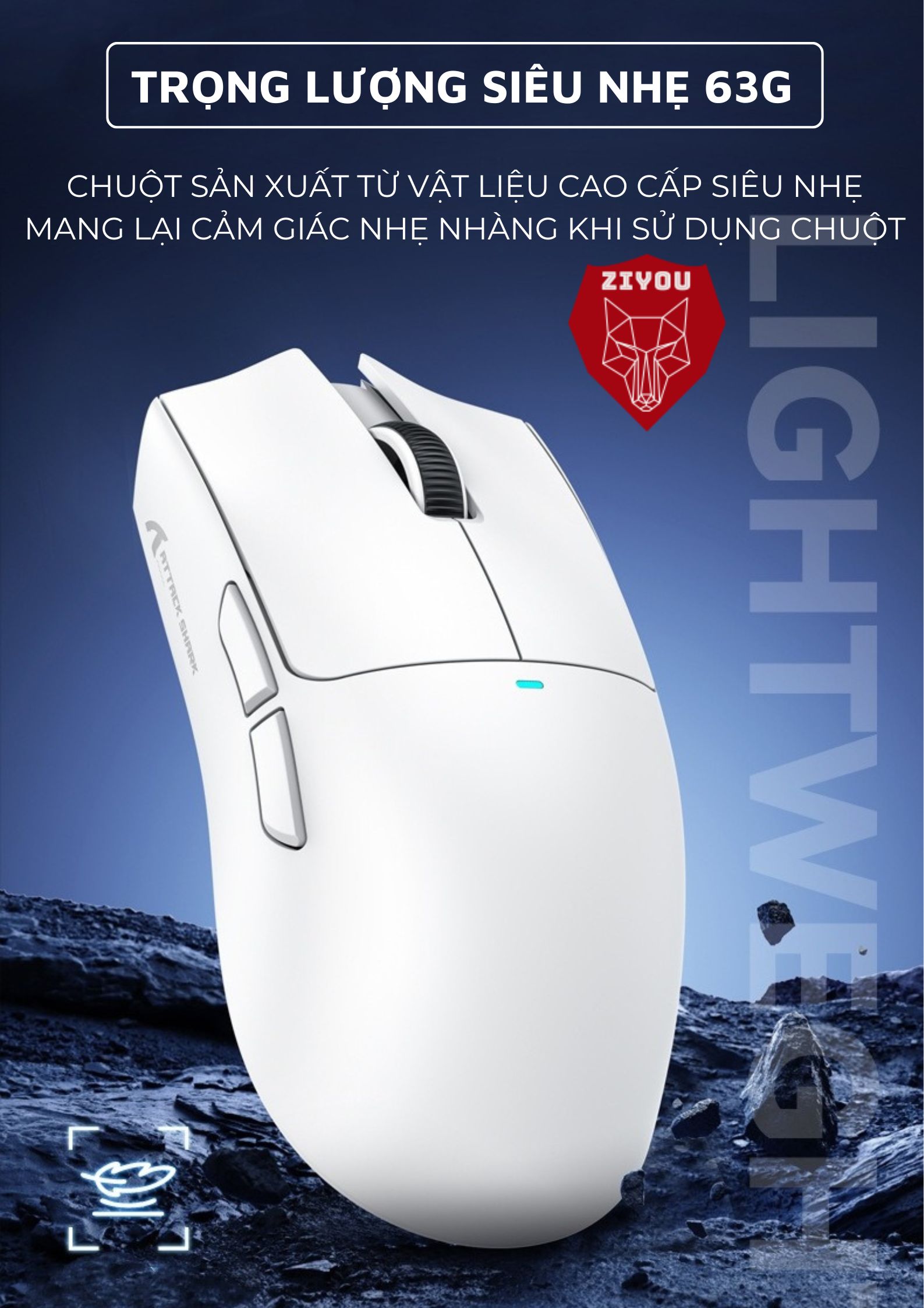Mô tả Chuột Không Dây Bluetooth Chuyên Gaming Ziyou Attack Shark X11 Chip Khủng PAW3311 Pollingrate 1Khz - 7