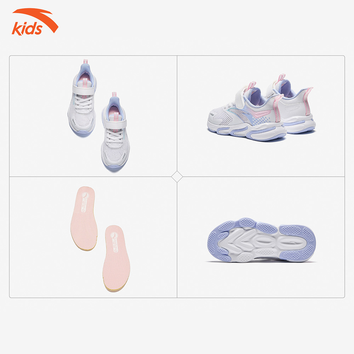Mô tả Giày Chạy Thể Thao Bé Gái Lưới Thoáng Khí Size 28-32 Anta Kids Red Flame 3224B9908 - 6