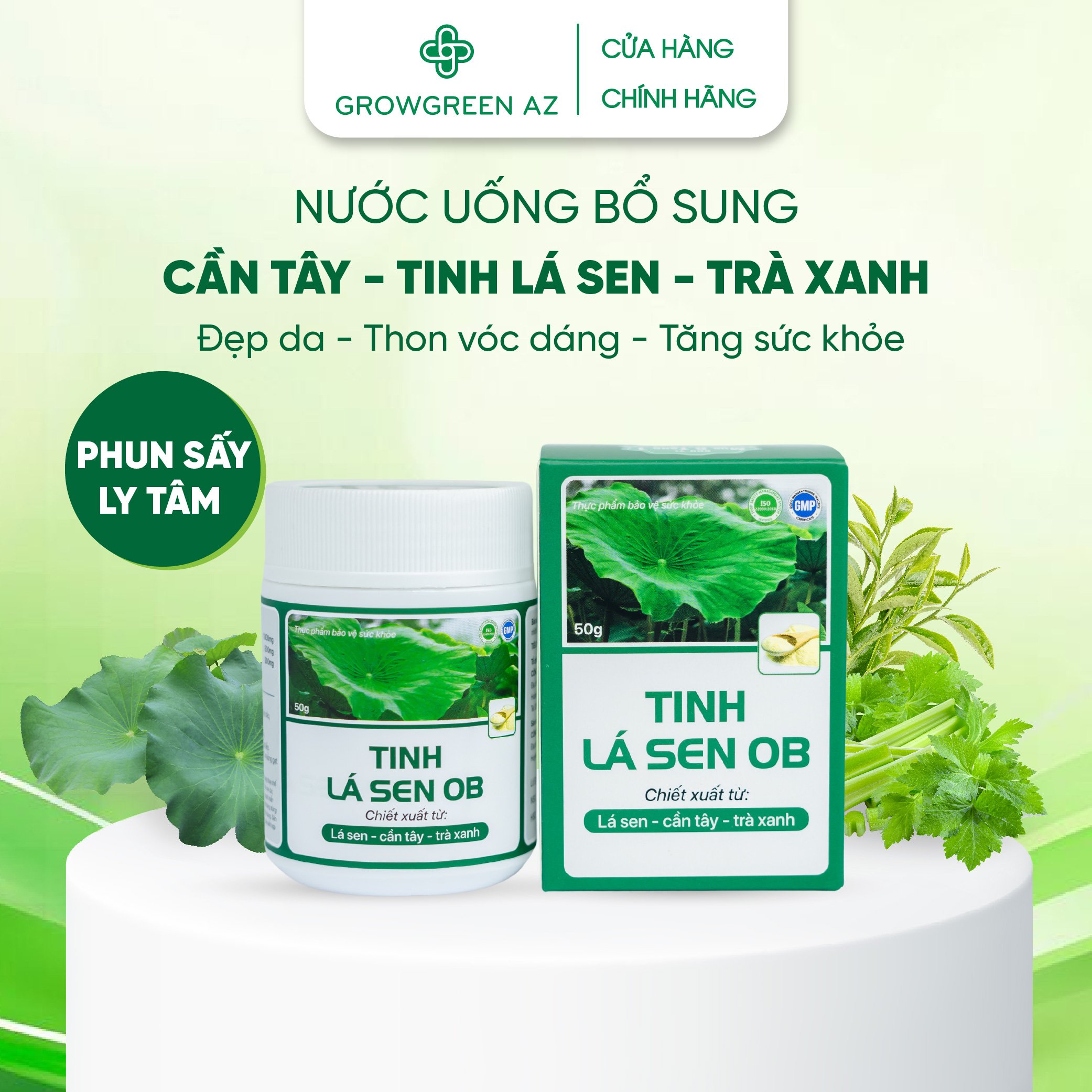 Mô tả Tinh Lá Sen OB Detox Cần Tây, Lá Sen, Trà Xanh Hỗ Trợ Giảm Cân, Thon Dáng, Đẹp Da (Hộp 50g) - 1