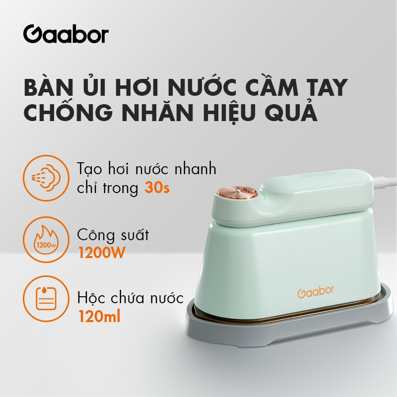 Mô tả Bàn ủi hơi nước cầm tay Gaabor HM-M01A 2in1 thích hợp cho mọi loại vải bàn là cầm tay bàn ủi hơi nước dung tích lớn - 1