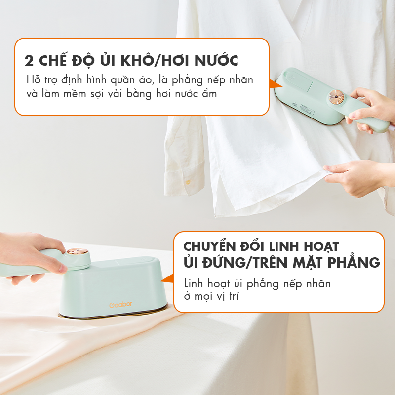 Mô tả Bàn ủi hơi nước cầm tay Gaabor HM-M01A 2in1 thích hợp cho mọi loại vải bàn là cầm tay bàn ủi hơi nước dung tích lớn - 4