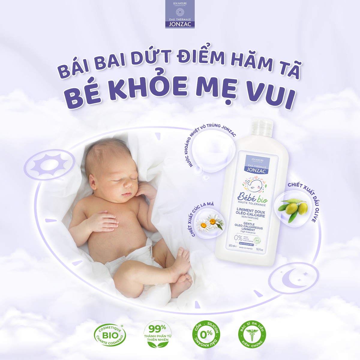 Mô tả Dung dịch vệ sinh chống hăm tã hữu cơ JONZAC - Giữ ẩm làm mềm nuôi dưỡng làn da bé (500Ml-1L) - 2