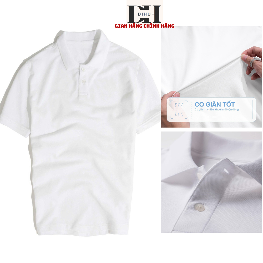 Áo thun polo nam trơn basic Dihu, áo phông nam có cổ chất cotton sang ...