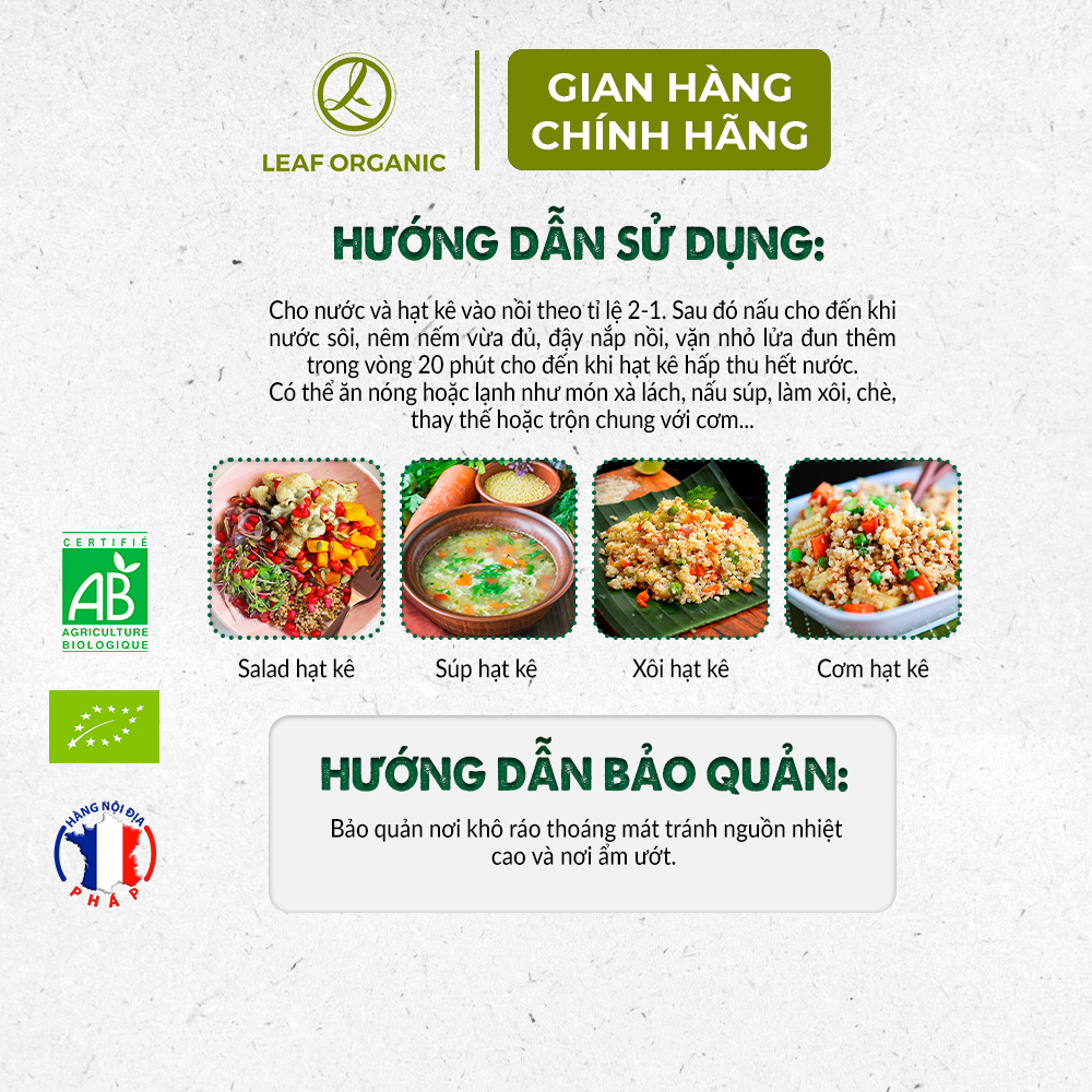 Mô tả Hạt kê hữu cơ đã tách vỏ Markal 500g Pháp - 2
