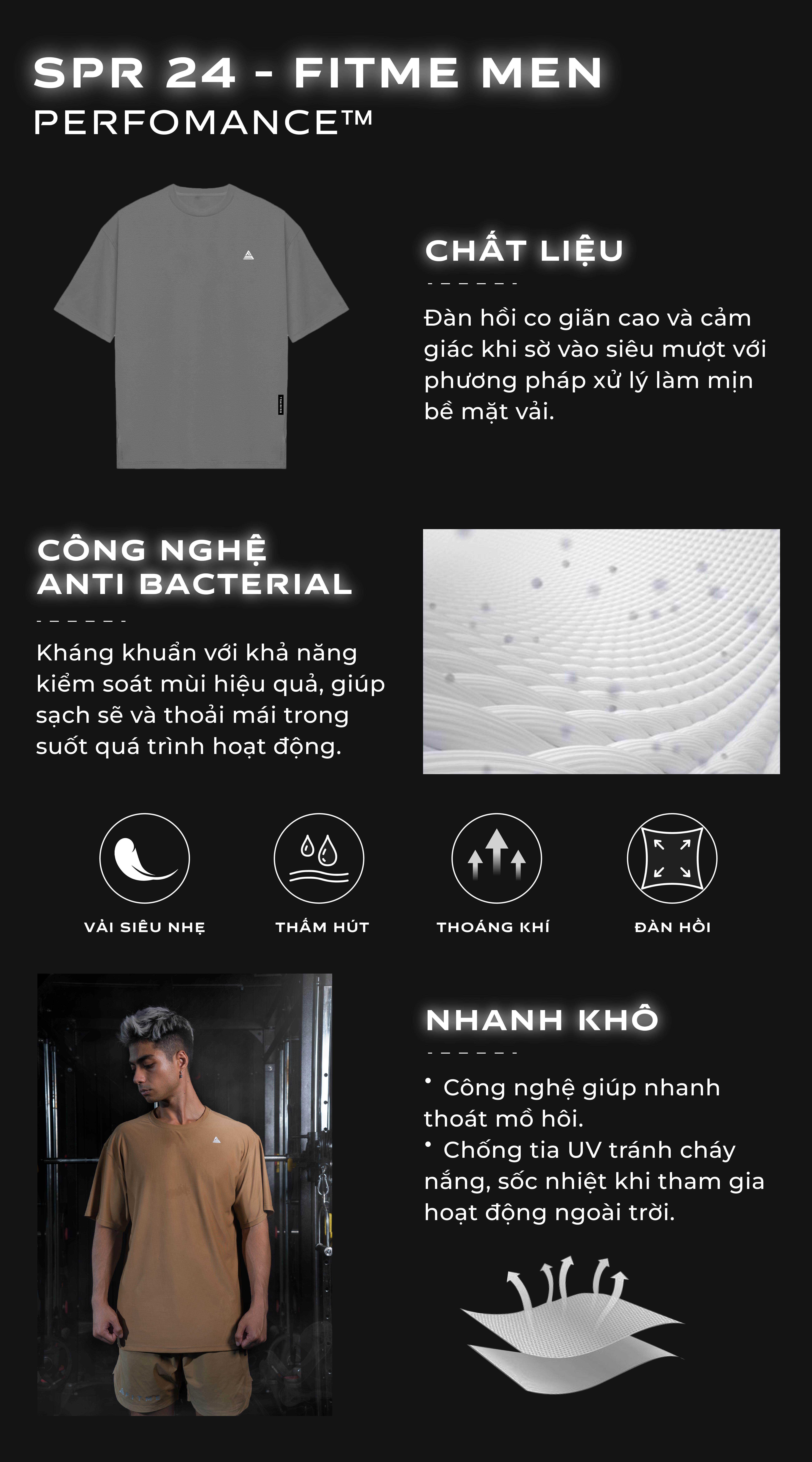 Mô tả Áo tập gym nam Fitme Performance 2.0 form oversize co giãn cao cấp, hỗ trợ boxing chạy bộ AOTN01 - 2