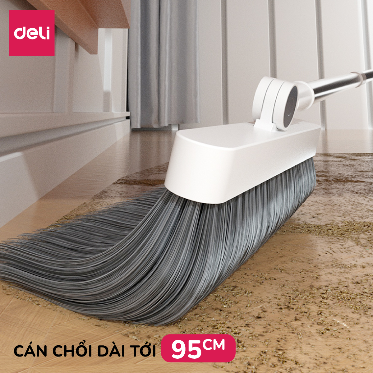 Bộ chổi quét nhà kèm xẻng hót rác gấp gọn Deli đa năng thông minh, màu ...