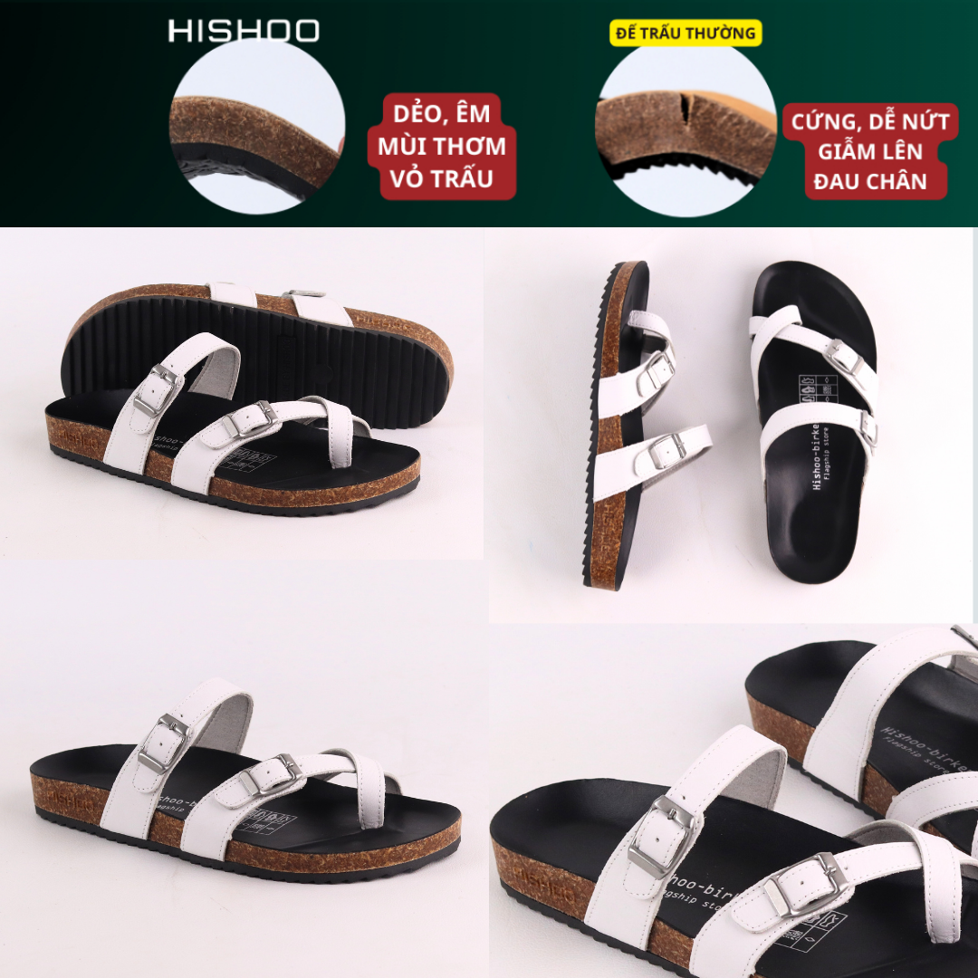 Mô tả Dép Đế Trấu Nam Nữ Birken Xỏ Ngón Da Bò Sáp Hishoo M098 - 6