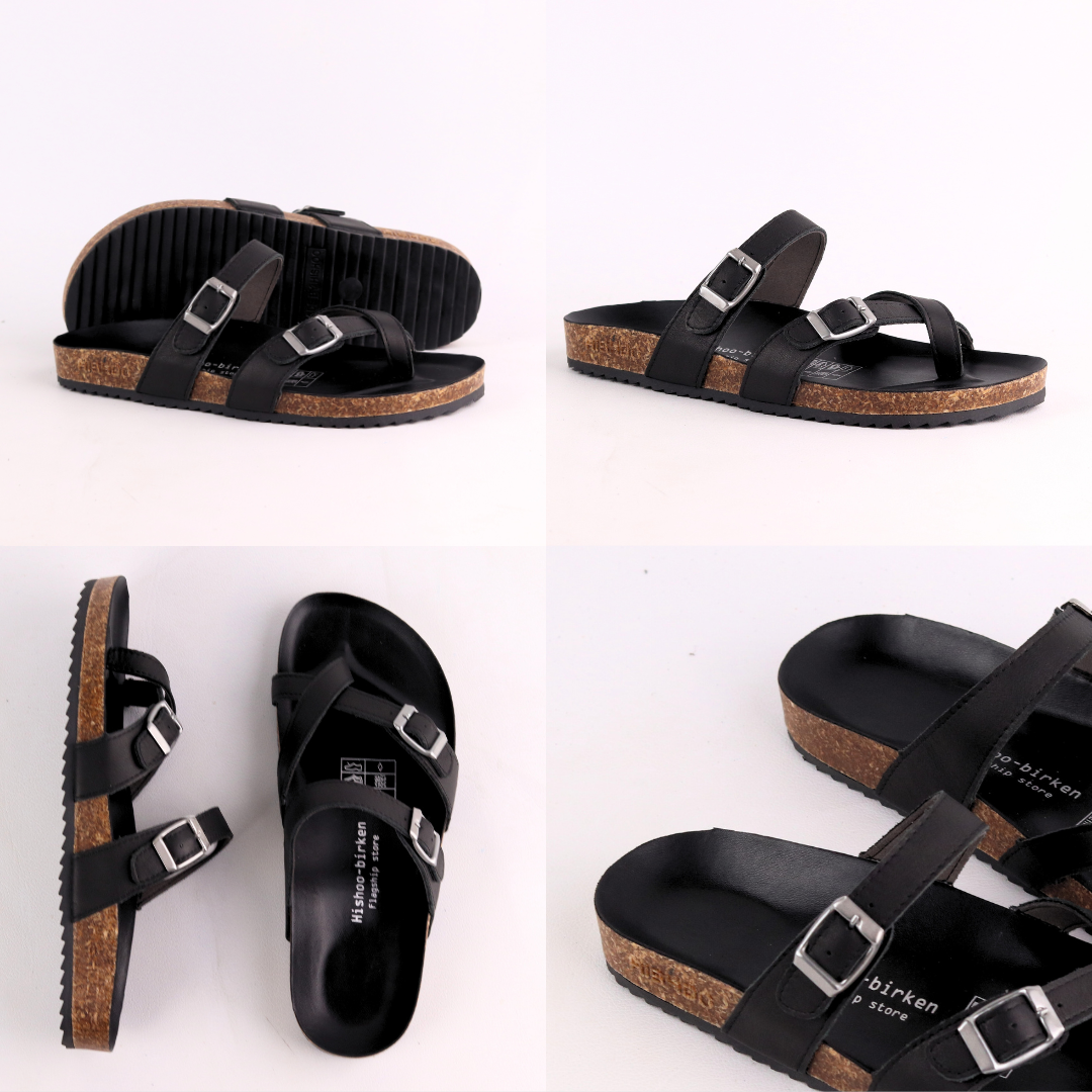 Mô tả Dép Đế Trấu Nam Nữ Birken Xỏ Ngón Da Bò Sáp Hishoo M098 - 9