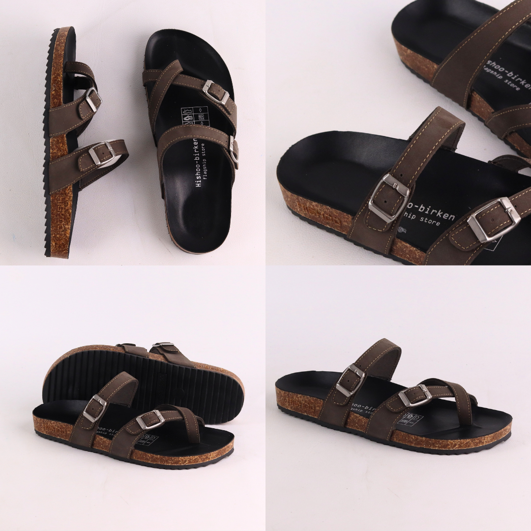 Mô tả Dép Đế Trấu Nam Nữ Birken Xỏ Ngón Da Bò Sáp Hishoo M098 - 10