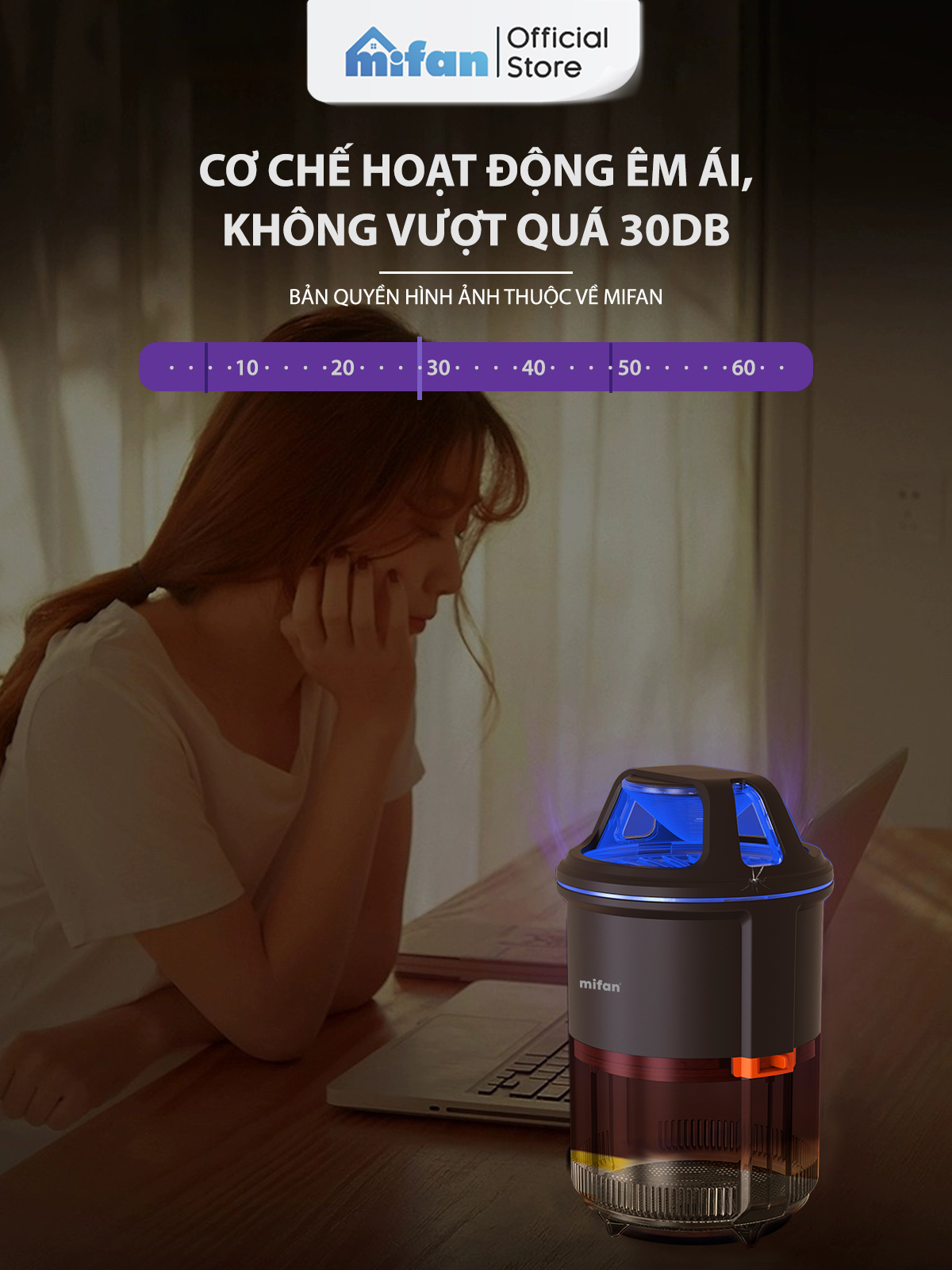 Đèn bắt muỗi MIFAN - dễ vệ sinh