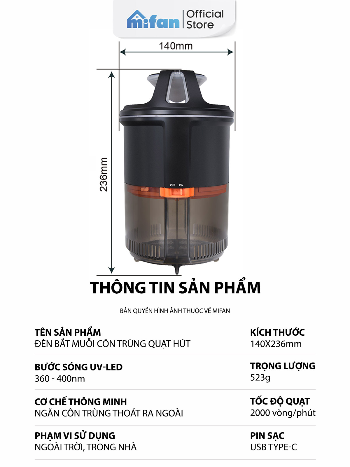 Đèn bắt muỗi MIFAN - đóng gói