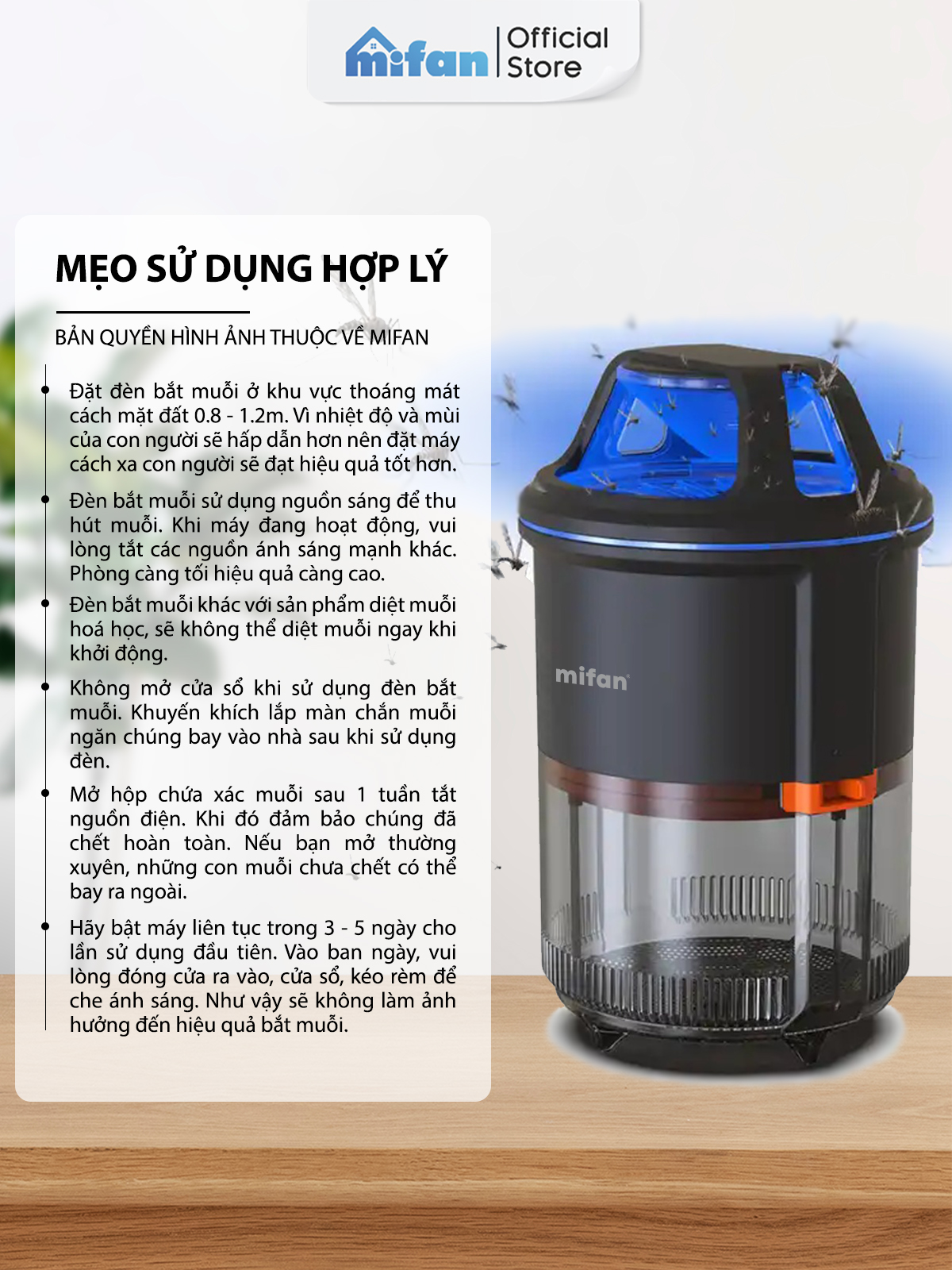 Đèn bắt muỗi MIFAN - Hướng dẫn sử dụng