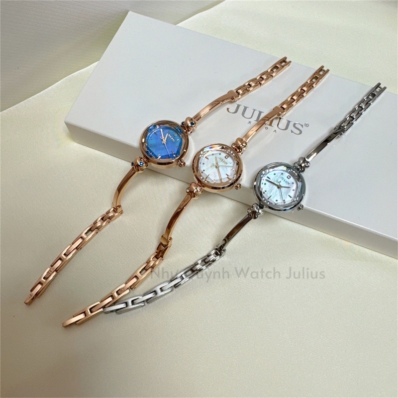 Đồng hồ nữ Julius JA-878 mặt nhỏ màu vàng