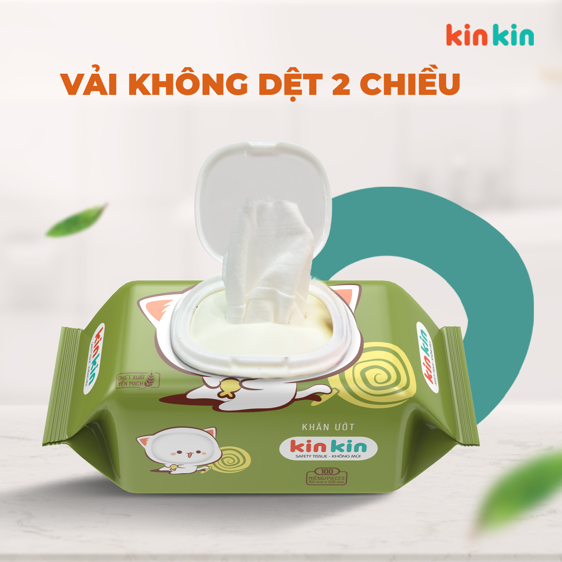 Mô tả -Khăn ướt trẻ em Kin Kin gói 100 tờ tiết kiệm cho mẹ - an toàn cho bé - 3