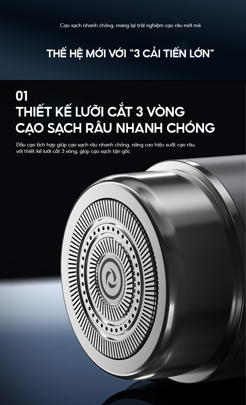 Mô tả Máy cạo râu mini Enchen Z3 lưỡi dao 3 vòng tự mài, chống kẹt râu, pin dùng đến 3 tháng - BH 6 tháng - 4