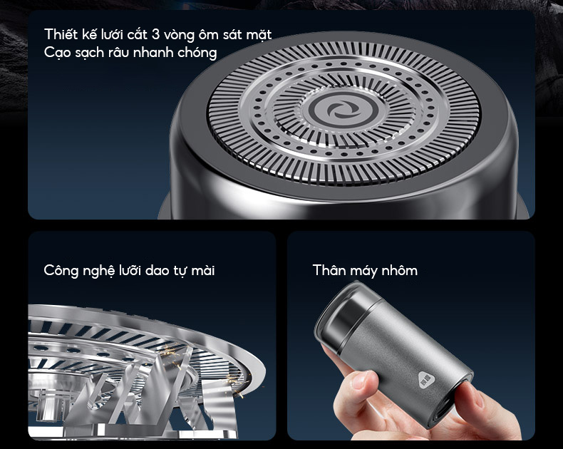 Mô tả Máy cạo râu mini Enchen Z3 lưỡi dao 3 vòng tự mài, chống kẹt râu, pin dùng đến 3 tháng - BH 6 tháng - 3